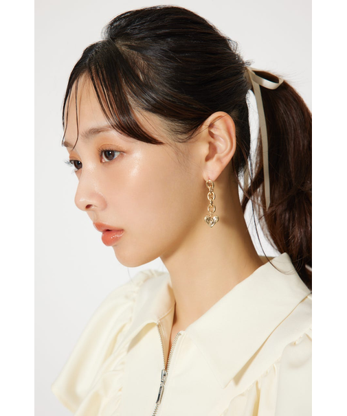 ニュアンスハートプレートピアス