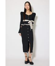 配色ペプラムタイトニットワンピース