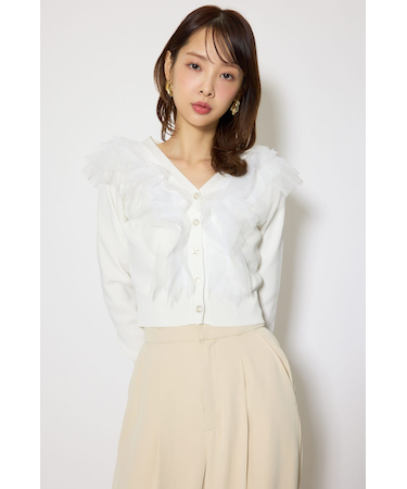 フリルチュールニットカーディガン