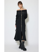 オフショルダーカッティングマーメイドワンピース