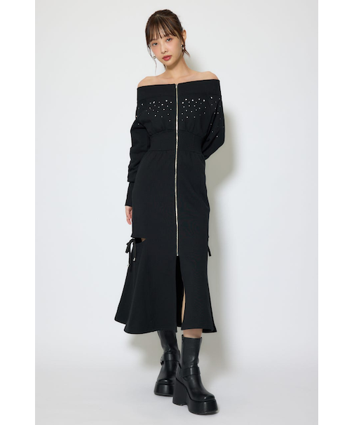 オフショルダーカッティングマーメイドワンピース