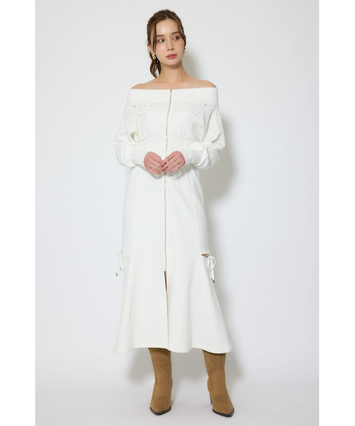 オフショルダーカッティングマーメイドワンピース