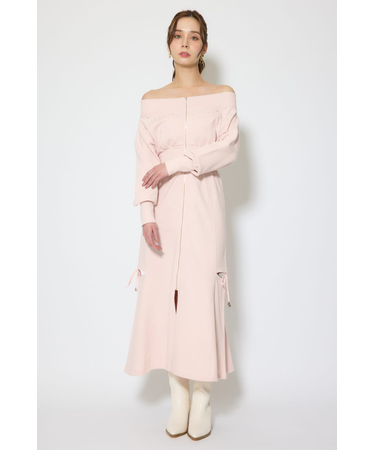 オフショルダーカッティングマーメイドワンピース