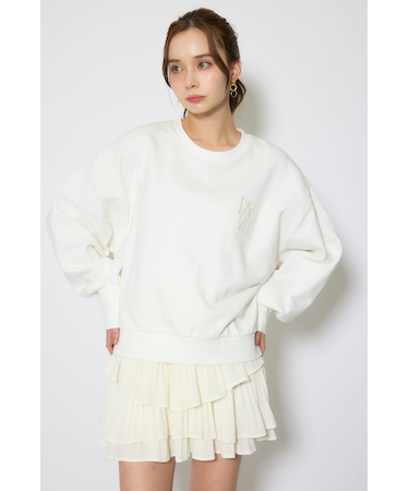 バックレースアップスウェットトップス