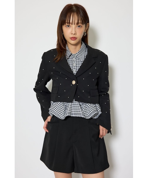 【森香澄さん着用】パール付きシングルショートテーラードジャケット