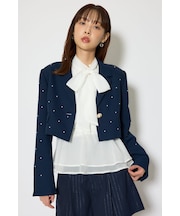 【森香澄さん着用】パール付きシングルショートテーラードジャケット
