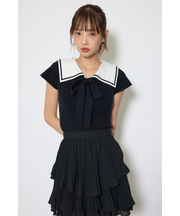 セーラーカラーデザインニットトップス