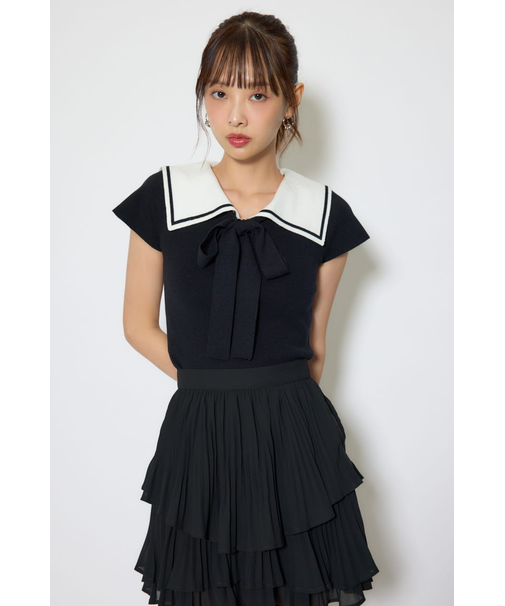 セーラーカラーデザインニットトップス