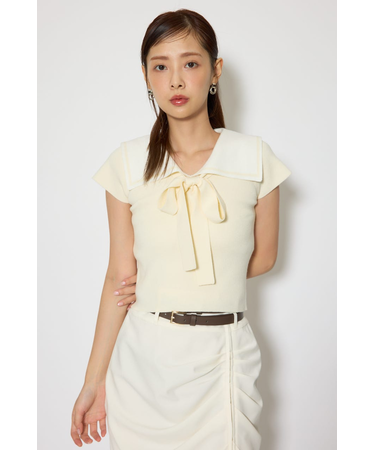 セーラーカラーデザインニットトップス