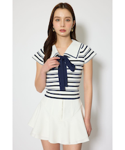 セーラーカラーデザインニットトップス