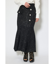 ラップスリットツイードマーメイドスカート