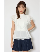 バックリボンフリルブラウス