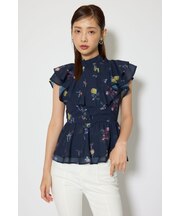 バックリボンフリルブラウス