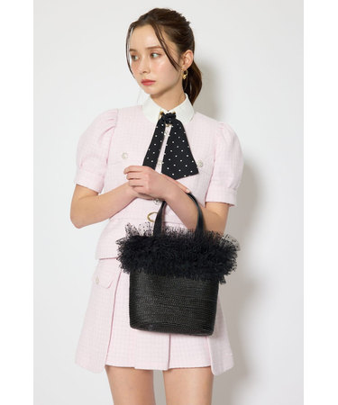 チュールコンビハンドバッグ