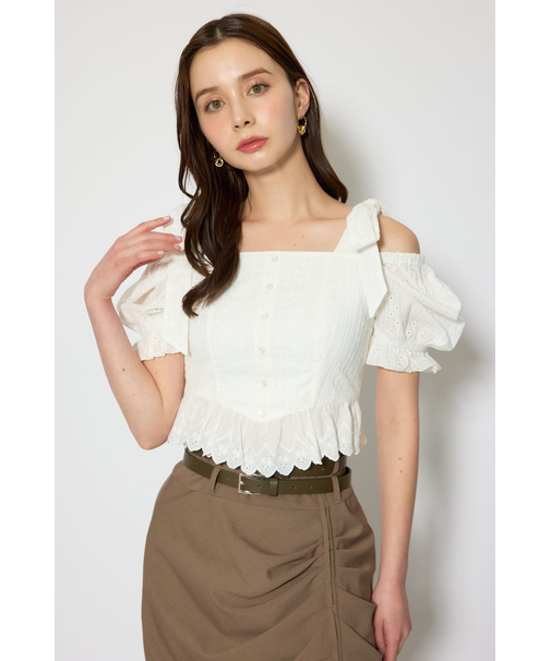 コットンレースブラウス