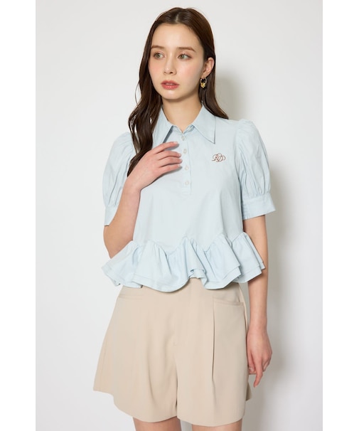 ボリュームフリルヘムブラウス