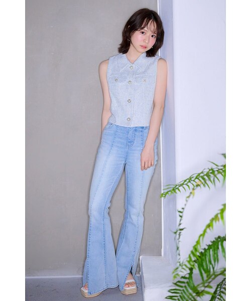 タグ付き moussy ハイウエストワイドデニム SLY rienda AZUL DENIM 