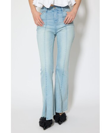 レースアップハイウエストデニムパンツ