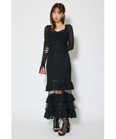 ティアードレースマーメイドワンピース