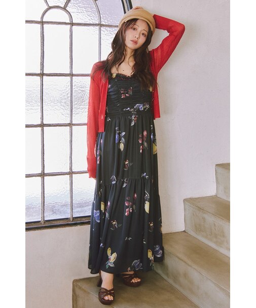 【森香澄さん着用】リボンディティールティアードキャミワンピース