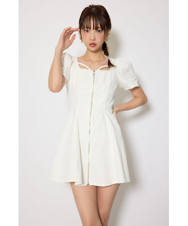 フロントジップマーメイドデニムミニワンピース