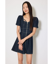 フロントジップマーメイドデニムミニワンピース