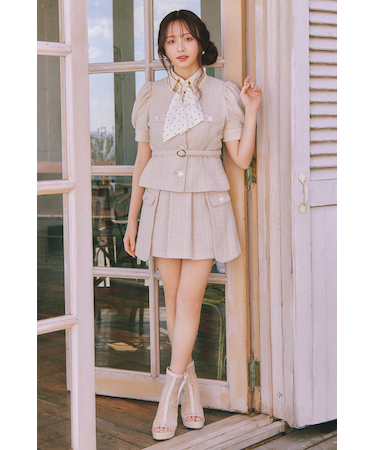 サイドラップツイードスコートショートパンツ