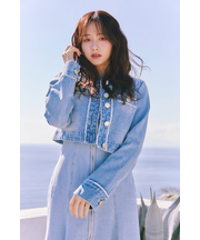 ノーカラーフリンジデニムジャケット