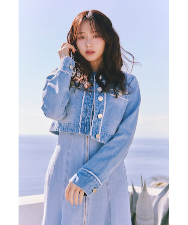 ノーカラーフリンジデニムジャケット