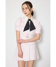 ノーカラーツイードペプラムジャケット