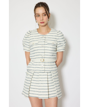 ノーカラーツイードペプラムジャケット