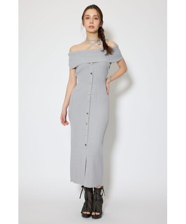 オフショルダーニットタイトワンピース