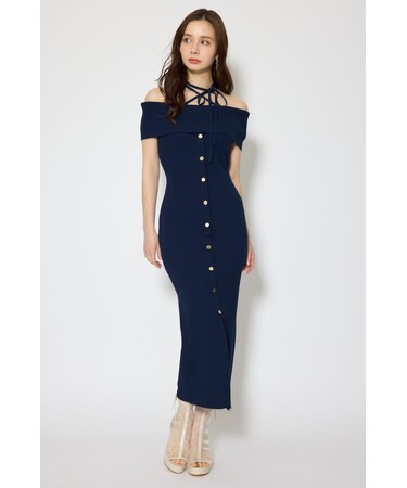 オフショルダーニットタイトワンピース