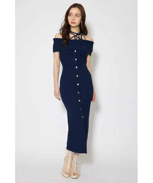 オフショルダーニットタイトワンピース