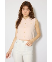 【EC先行発売】ゴールドボタンノースリニットトップス