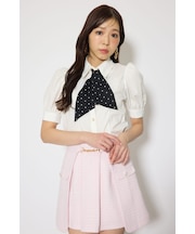 【森香澄さん着用】スカーフ付きハーフスリーブブラウス