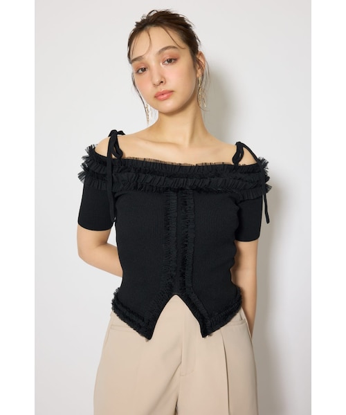 リエンダ 最新 Low Gauge SLV Knit TOP 新品タグ付き rienda Low Gauge SLV Knit TOP BEG -靴＆ファッション通販 ロコンド