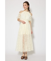 【森香澄さん着用】2WAYホルターネックレースロンパース