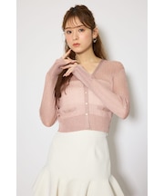 【森香澄さん着用】【EC先行発売】スカラップクロップドニットカーディガン