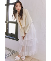 【森香澄さん着用】ティアードフレアチュールジャストウエストスカート