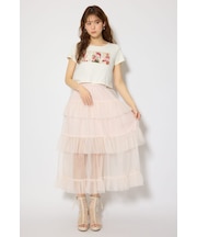 【森香澄さん着用】ティアードフレアチュールジャストウエストスカート