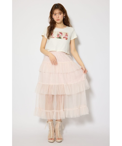 【森香澄さん着用】ティアードフレアチュールジャストウエストスカート