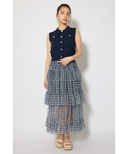 【森香澄さん着用】ティアードフレアチュールジャストウエストスカート