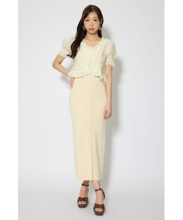 シフォンカーデセットタイトニットワンピース