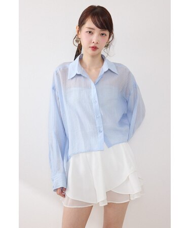 アシンメトリーストライプシャツ