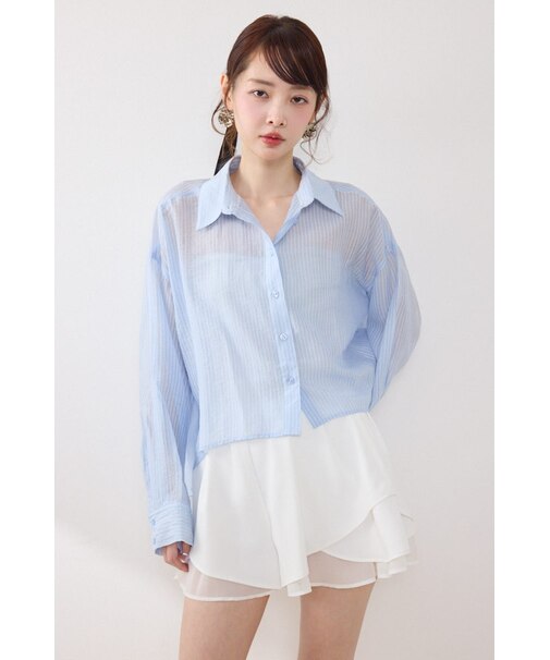 アシンメトリーストライプシャツ