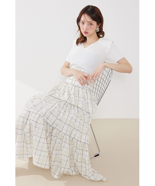 ウエストシャーリングタックデザインフレアスカート