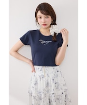 ラインストーンコンパクトロゴTシャツ