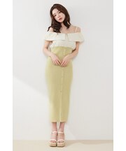 2WAYフロントジップビッグカラータイトニットワンピース