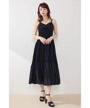 コットンレースティアードキャミワンピース